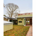 The home has several vegetated roofs to minimize stormwater runoff and mitigate the temperature loads on the home.