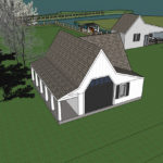 Proposed barn in foreground, boatshed behind