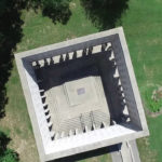 Patriots Peace Memorial, aerial view showing ramp that spirals up the stairs