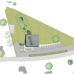 Site Plan.  All areas in green were parking lot, now restored to meadow.