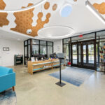 Check out desks and Head Librarian's office.